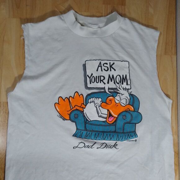Vintage Super Shirts Dad Duck Ask Your Mom Tank Top - Picture 1 of 8